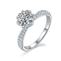 Bagues en diamant pour femmes en gros pour fiançailles Argent sterling 925 D VVS 1ct Bague en moissanite