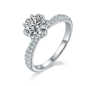 Wholesale Women Diamond Rings For Engagement Sterling Silver 925 D VVS 1ct Moissanite Ring