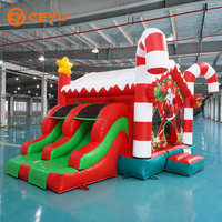 Casa Inflable Navideña Ceyu con Tobogán, Decoración de Santa Claus, Bastones de Caramelo y Muñeco de Nieve, Diversión Invernal para Jardín y Exteriores