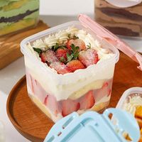 Boîtes à gâteaux en plastique recyclable pour cupcakes, collations, mousse, tiramisu, crème glacée, lait de soja, fruits, emballage de 650 ml