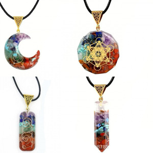 Collier pendentif en cristal d'orgone naturel 7 chakras, énergie <span class=keywords><strong>de</strong></span> guérison, <span class=keywords><strong>orgonite</strong></span>, pierre <span class=keywords><strong>de</strong></span> méditation, bijoux pour hommes et femmes - Product Image 2