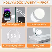Coiffeuse moderne avec miroir LED style Hollywood, pour chambre à coucher, avec tiroirs et miroirs LED intégrés