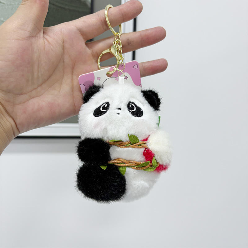 Wholesale Cartoon Cute Panda Plush Toy Doll Bag Pendant Cute Couple Pendant Doll Plush Keychains