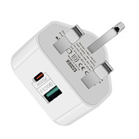 Cargador Rápido Universal Tipo-C de 20W con Protección OTP, OVP y OCP, Compacto y Portátil, para Auriculares, Adaptador de Enchufe UK, Venta al Por Mayor