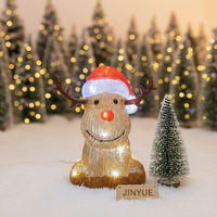 Renna Natalizia 3D a LED ad Energia Solare con Cappello da Babbo Natale, Decorazione da Giardino in Acrilico IP44 Impermeabile per Esterni