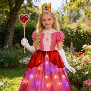 Disfraz de <span class=keywords><strong>Princesa</strong></span> <span class=keywords><strong>Peach</strong></span> para Niñas, Vestido Rosa para Fiesta de Cumpleaños, Halloween, Cosplay, Disfraces de <span class=keywords><strong>Daisy</strong></span> <span class=keywords><strong>Peach</strong></span> con Luz - Product Image 3