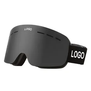 Özel Logo açık spor ürünleri büyük kayak gözlüğü tüm siyah kar gözlük Snowboard gözlüğü