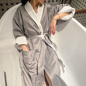 BODHANA High Quality Quick-Drying Double-layer Knee-Length Night Dress Lace For Summer Winter Spa Hotel Bath Robe