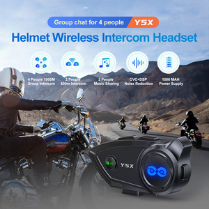 Y5X 1000 MAH largo trabajo motocicleta casco inalámbrico auriculares 18H 4 personas grupo intercomunicador 1km música compartir auriculares para casco - Product Image 6