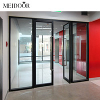Cadre en aluminium noir porte d'entrée porte française rupture thermique avant verre trempé rail inférieur aluminium Double verre fini