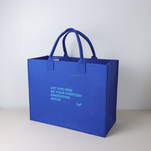 Sac fourre-tout carré moderne en feutre PET personnalisé, écologique, pour le shopping, cadeau promotionnel, bleu – Grande Vente - Product Image 5