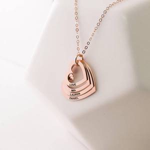 Gioielli in acciaio Best Friend Collane Personalizzato Oro Argento Oro Rosa Delle Donne Hollow Pendente Del Cuore Inciso Nome Stack Collana - Product Image 2