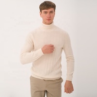 Pull en cachemire et laine pour homme, col roulé, tricot texturé, pull de luxe pour homme