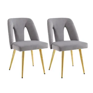Arkada perçin ile otel restoran yemek sandalyeleri Modern tasarım paslanmaz çelik ayaklar kapak yemek odası mobilyası sandalyeler