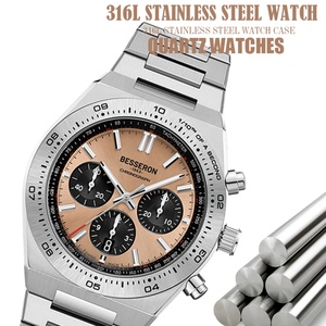 High Quality <b>Mens</b> Mechanical Chronograph <b>Watch</b> OEM ODM logo Sapphire Glass 5ATM Waterproof <b>Sports</b> Stainless Steel Rubber <b>Watch</b> - Product Image 5