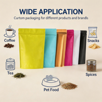Pochette Doypack Personnalisable Mate Imperméable pour Aliments, avec Fermeture Zip en PE Noir, pour Aliments pour Animaux, Impression de Logos