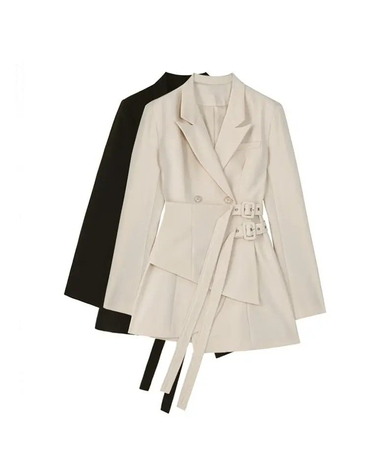 Spring New Arrival Office's Ladies Formal Button Deep V Neck Suit Dresses Women Jacket Career Elegant Blazers Dress