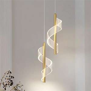 Mode exquisite S-förmige Esszimmer Kronleuchter romantische Gold Acryl Bar Treppen LED Pendel leuchte - Product Image 3