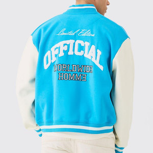 <span class=keywords><strong>Blouson</strong></span> Bomber <span class=keywords><strong>Homme</strong></span> Hiver Personnalisé avec Logo, Col Rond, Motif Lettres et Appliqué Oversize - Product Image 2