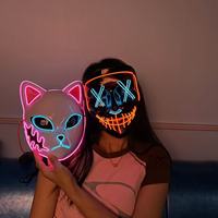 Masques de fête Cosplay avec éclairage lumineux Led Fox Cat Masques de fête Halloween Cute LED Glowing El Light Masque facial pour mascarade