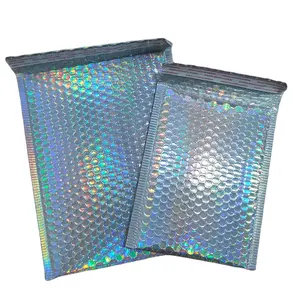 Embalaje de envío, sobres de burbujas holográficas, bolsas de correo, sobres de burbujas holográficas de polietileno metálico