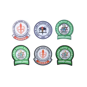 Custom Logo School Uniform Soccer Garment Patches Badges Patches Logo Badge Embroidered For Garment on woven patch for Clothing