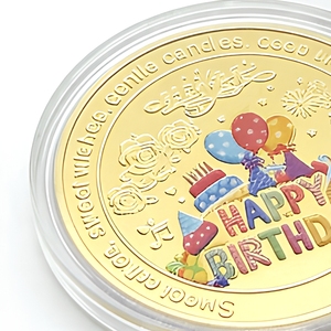 Moneta Commemorativa Placcata Oro '<span class=keywords><strong>Buon</strong></span> <span class=keywords><strong>Compleanno</strong></span>' con Smalto Colorato e Rilievo, con Custodia, Regalo Souvenir per Feste, Vendita all'Ingrosso - Product Image 5
