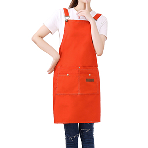 Tablier sans manches en toile de polyester durable et réutilisable, plusieurs poches, taille ajustable, impression de logo personnalisé pour boulangerie et pâtisserie - Product Image 1