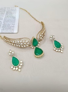 Ensemble collier ras-de-cou et boucles d'oreilles pendantes en laiton, motif goutte d'eau, élégant pour les soirées, bijoux pour femmes et jeunes filles - Product Image 4