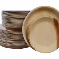 Assiettes jetables compostables en feuille de palmier, ensemble de vaisselle avec logo personnalisé, assiettes en bois de bambou, bol à sauce