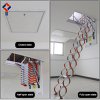 Échelle de grenier électrique moderne et durable de 500 kg, pliable, télécommandée, télescopique, escabeau de loft rétractable en titane-nickel akg
