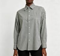 Chemise rayée noire et blanche, nouvelle collection automne 2026, design unique, style Alpha Niche, chemise pour femme de haute qualité