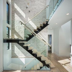 Moderno acero mono larguero <span class=keywords><strong>escaleras</strong></span> flotantes mármol/escalón <span class=keywords><strong>de</strong></span> madera <span class=keywords><strong>escaleras</strong></span> flotantes con barandilla <span class=keywords><strong>de</strong></span> vidrio personalizado - Product Image 3
