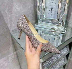 Chaussures à talons hauts JC Top Version, paillettes colorées, cuir de mouton véritable, semelle extérieure en cuir italien, 6,5 cm, Jimmyschoo - Product Image 1