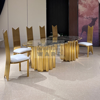 Ensemble de chaises et de tables de banquet d'hôtel moderne et romantique, base en acier inoxydable, VIP, mariage, fête, repas en plein air, location