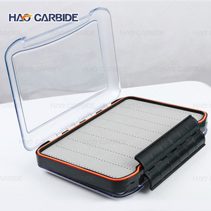 High quality large fishing tackle box orange rubber waterproof double sided fly fishing box