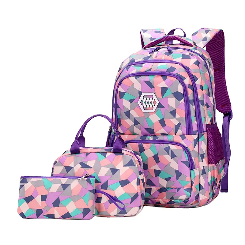 Schlussverkauf Mädchen-Schultaschen 3-teiliges Set wasserdichter Rucksack für Kinder Mittagstüte-Set große Kapazität für Grundschüler Schüler Jugendliche