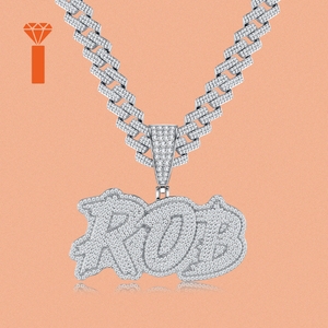 Collier Pendentif Personnalisé Hip Hop Lettre <span class=keywords><strong>ROB</strong></span>, Breloque Nom Bulle Moissanite Iced Out, Chaîne Corde Lourde, Pendentif Homme - Product Image 2