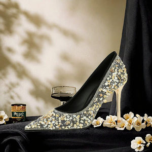 Zapatos de Tacón de Aguja Estilo Europeo Americano para Mujer, Zapatos de Punta Descubierta con Malla, Tacón Alto y Plataforma - Product Image 2