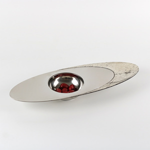 Bol de soucoupe volante <span class=keywords><strong>Techno</strong></span> Art moderne pour service hôtelier Bol en acier inoxydable et cuir pour accessoires de décoration intérieure - Product Image 3