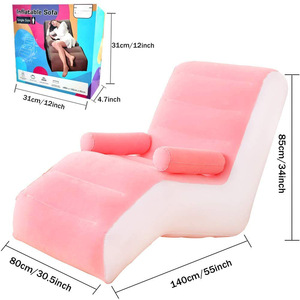 Portable Eco Floqué Pvc S Forme Inclinable Rose Camping En Plein Air Blow Up Amour Bateau Coin Gonflable Canapé Canapé Chaise Lit - Product Image 2