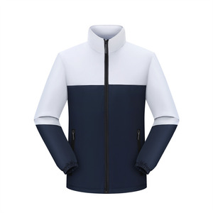Chaqueta a prueba de viento con forro polar para otoño e invierno, hecha a medida, de color sólido con contraste, ropa de trabajo unisex para uso en exteriores. - Product Image 1