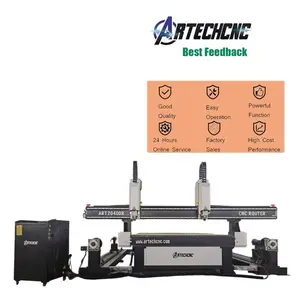 2040 4 axes deux broches indépendantes côté rotatif sculpté cylindre CNC gravure sur bois coupe routeur Machine
