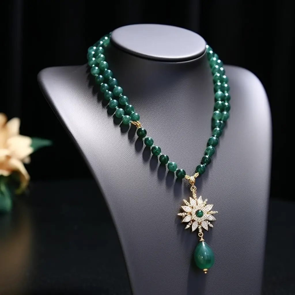 ネックレスペンダントkalung huruf wanita Stone Personalized Cubic Zirconia Cuban Chain Moissanite Star Blank Beaded Emerald Necklace