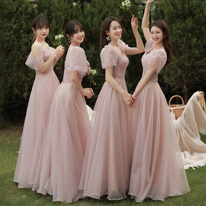 Pink Bridesmaid Dresses A-Line Tulle Sweetheart Neckline Long Dress For Wedding Party - Product Image 2