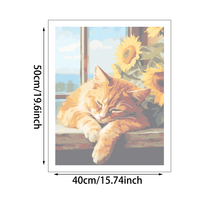 1 pc chaton de rebord de fenêtre, peinture décorative sans cadre, 40x50cm peinture à l'huile numérique bricolage toile peinte à la main