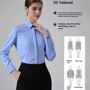 כפתור נשים למטה שרוול ארוך חולצה עבודה במשרד, בתוספת גודל נשים xxxxxxxxxl שמלת שמלת חולצות עסקים לנשים - Product Image 3