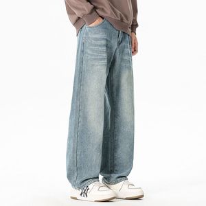 <span class=keywords><strong>Pantaloni</strong></span> larghi da <span class=keywords><strong>uomo</strong></span> di alta qualità con baffi da gatto larghi abiti da strada <span class=keywords><strong>Jeans</strong></span> foderati in pile stile dritto con tecnica lavata - Product Image 5