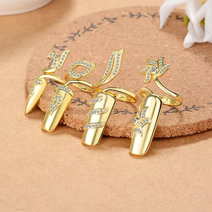 Mode femmes cristal <span class=keywords><strong>ongles</strong></span> couverture anneau luxe Zircon manucure bout des doigts Joint <span class=keywords><strong>faux</strong></span> <span class=keywords><strong>ongles</strong></span> anneaux pour femmes fête bijoux cadeaux - Product Image 3