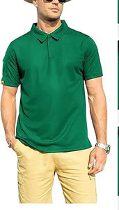 Transpirable y suave 95% poliéster, 5% Spandex material de un solo color Hombres Elegante Polo con cuello para deportes diarios y golf - Product Image 5